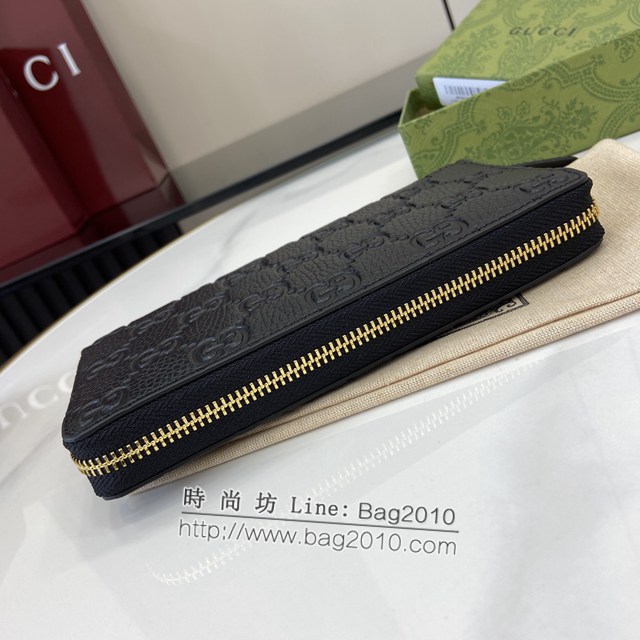 Gucci專櫃古馳最新款Emblem系列超柔軟荔克色壓花/全皮錢包 jh2078型號：821803